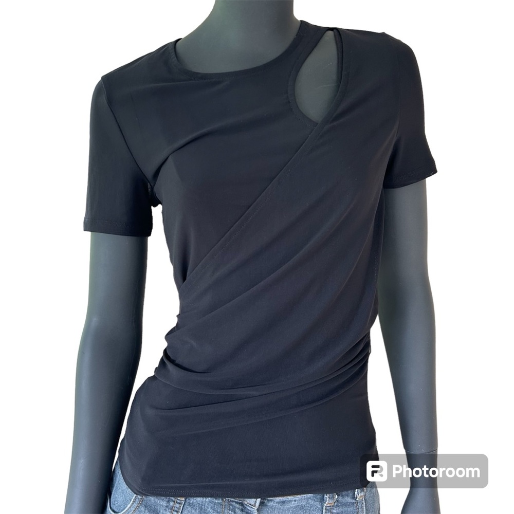 NEW Oak + Fort  Mesh Sheer Goth Top - Black Wrap Gothic Witch Witchcore